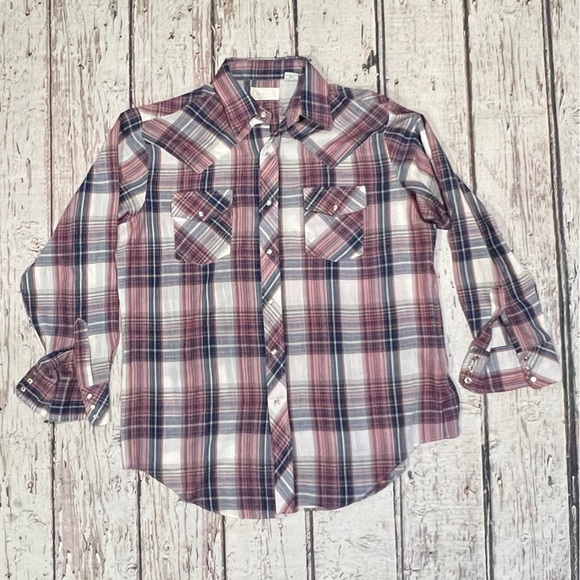Vintage Western Esquire Pearl Snap Plaid Rockabilly Button Down Shirt - Picture 1 of 5